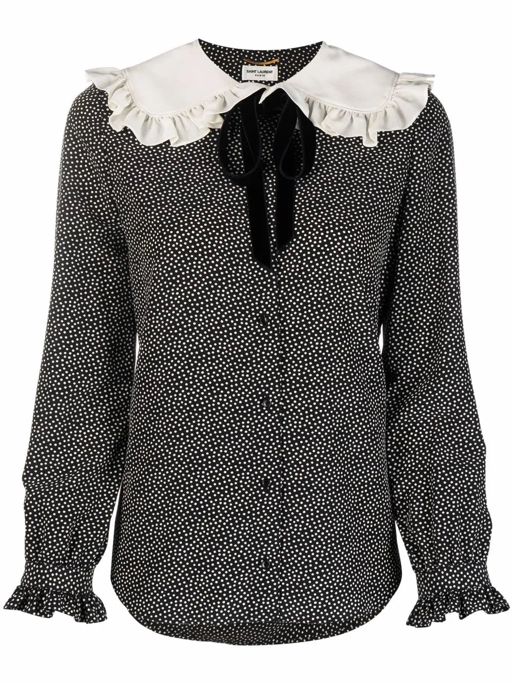 Peter Pan-Collar Polka-Dot Blouse