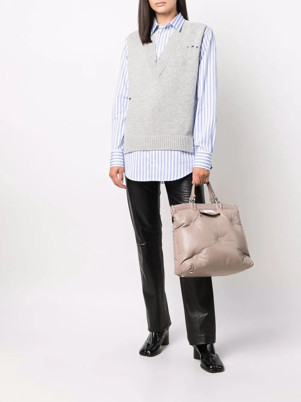 Spliced Knit-Detail Shirt