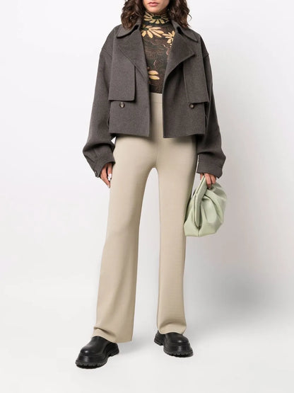 Straight-Leg Knitted Trousers