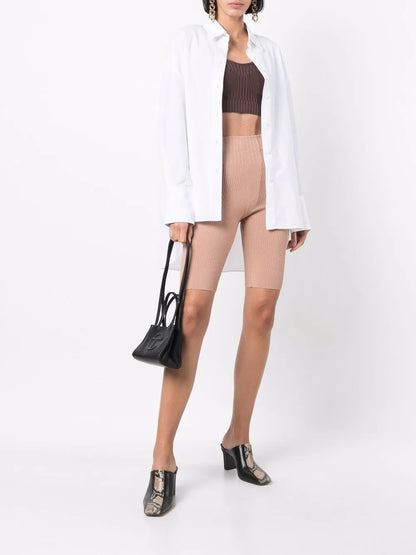 Ribbed-Knit Cycling Shorts