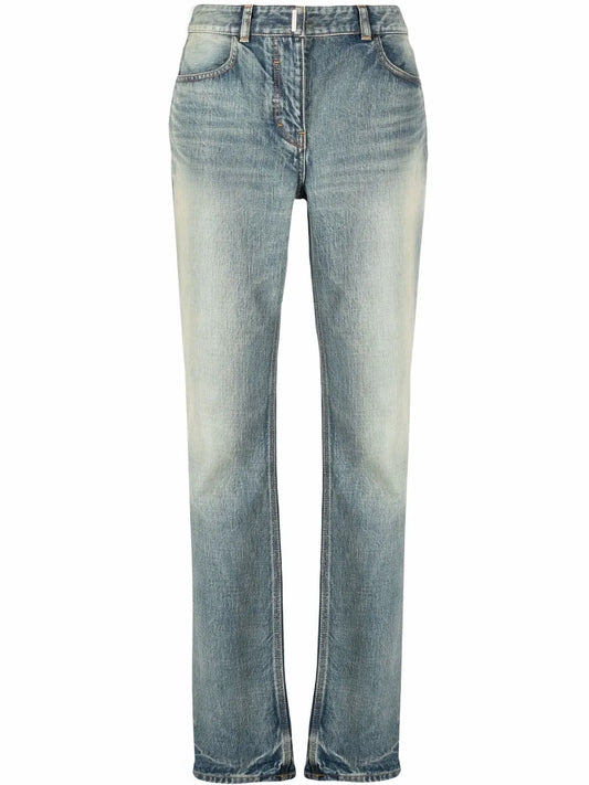 Stonewashed Straight-Leg Jeans