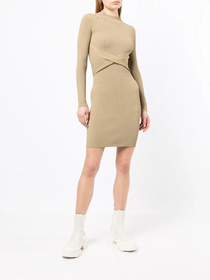Twist-Detail Ribbed-Knit Minidress