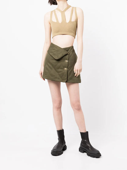 Quilted-Finish Mini Skirt
