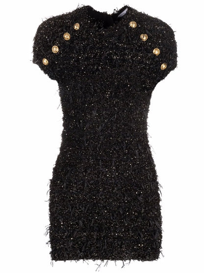 Sequin-Embellished Tweed Mini Dress