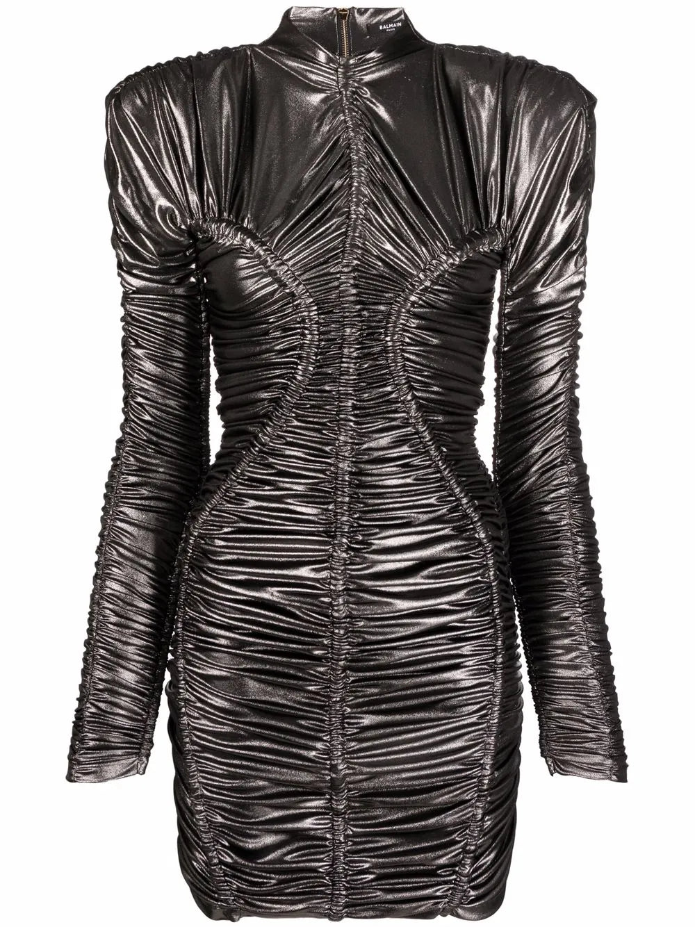 Metallic Ruched Detailing Short Dress