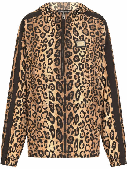 Leopard-Print Hooded Jacket