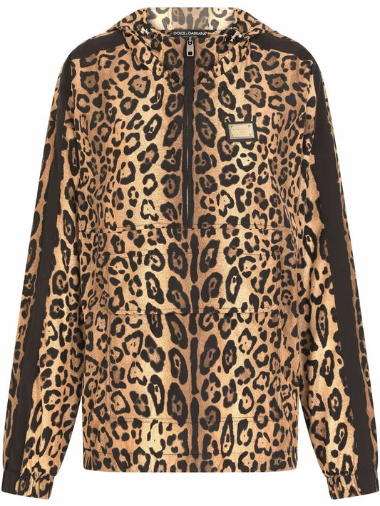 Leopard-Print Hooded Jacket
