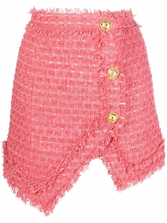 Textured-Tweed Mini Skirt