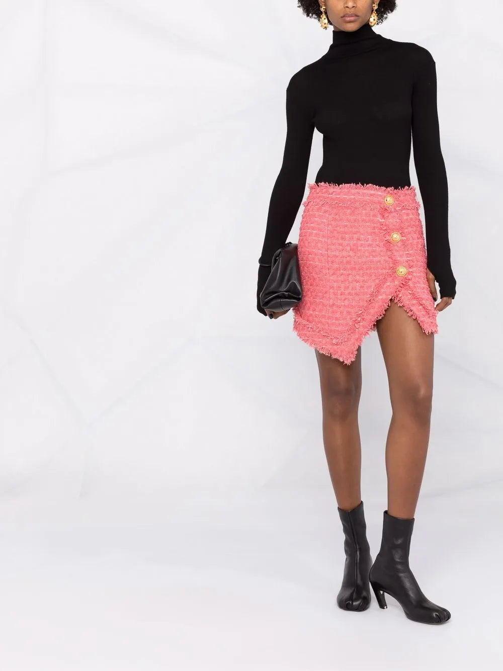 Textured-Tweed Mini Skirt