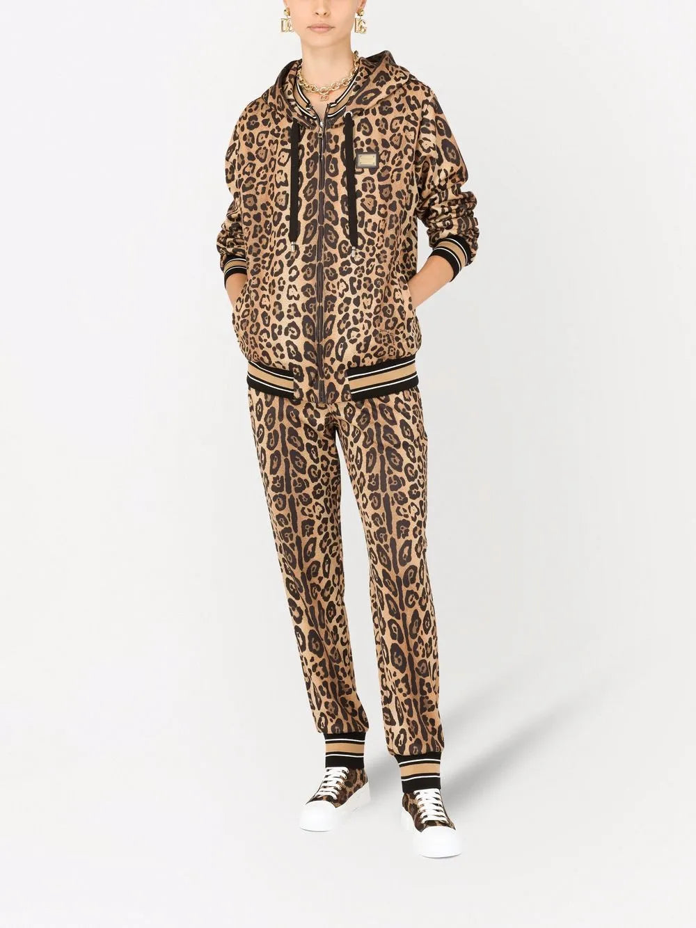 Leopard-Print Zip-Up Hoodie