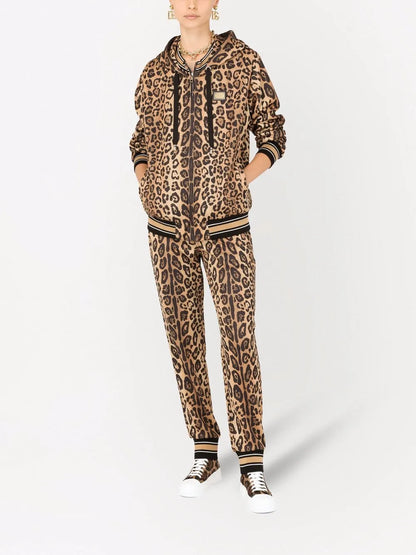 Leopard-Print Zip-Up Hoodie