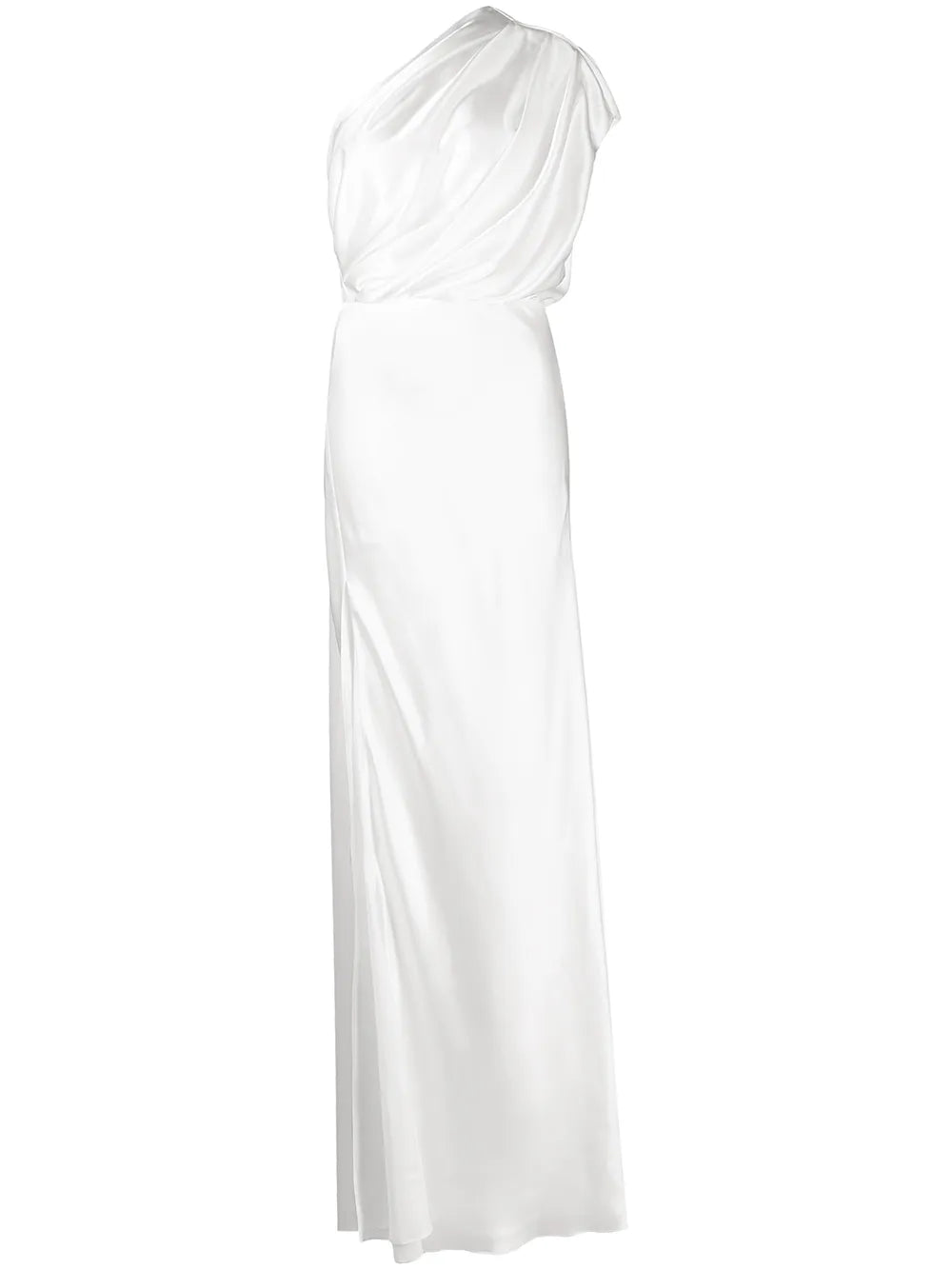 Silk One-Shoulder Gathered Gown