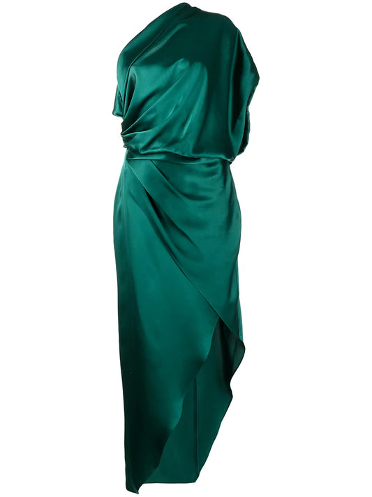 Draped Silk Midi Dress
