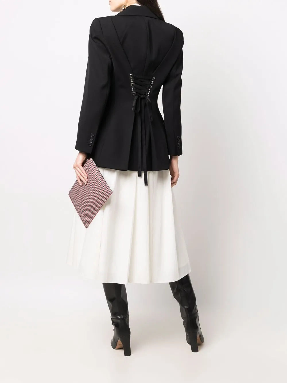 Rear-Tie Single-Breasted Blazer