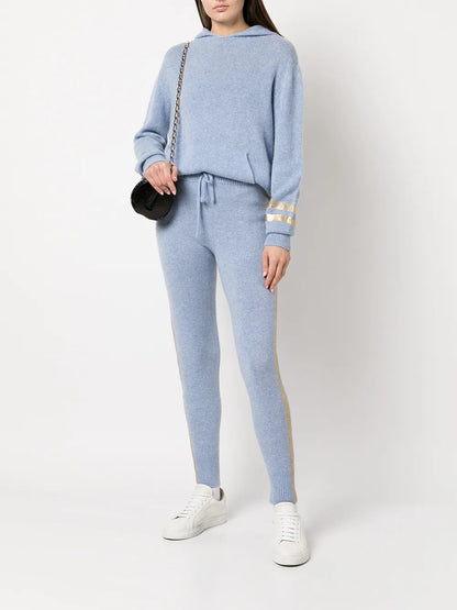 Laminated-Stripe Cashmere Trousers