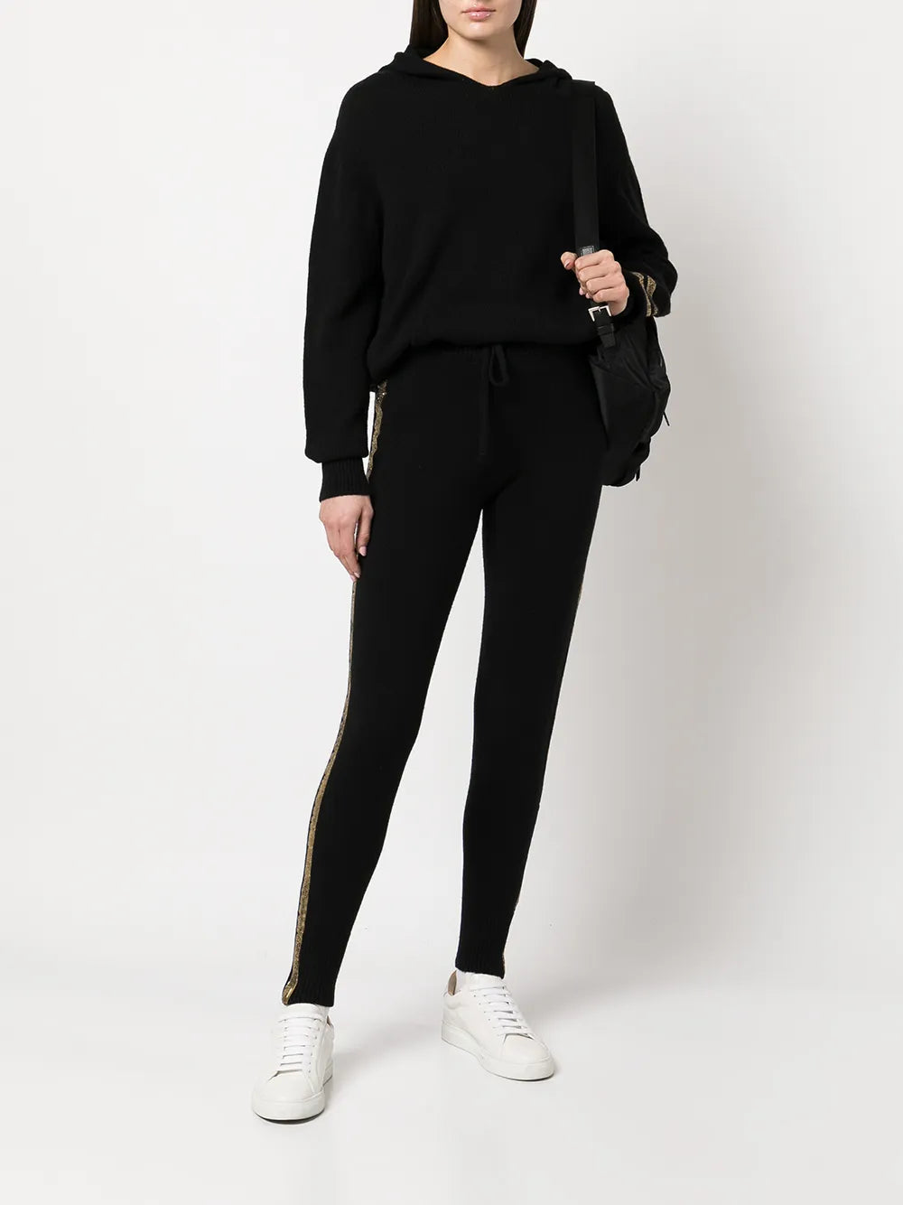 Laminated-Stripe Cashmere Trousers