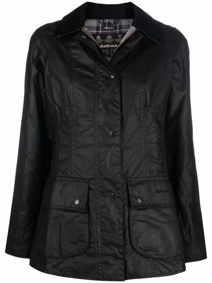 Wax-Coated Buttoned-Up Jacket
