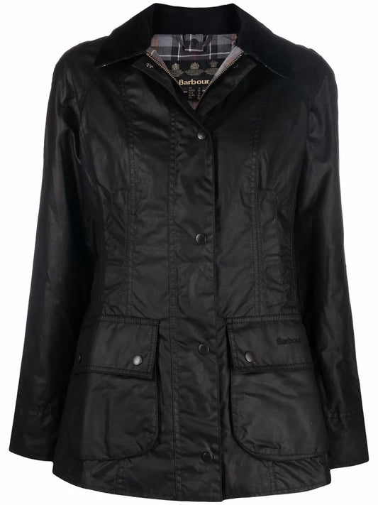 Wax-Coated Buttoned-Up Jacket