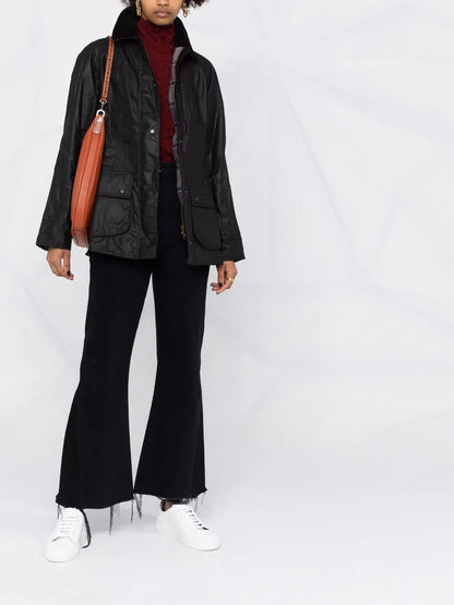 Wax-Coated Buttoned-Up Jacket