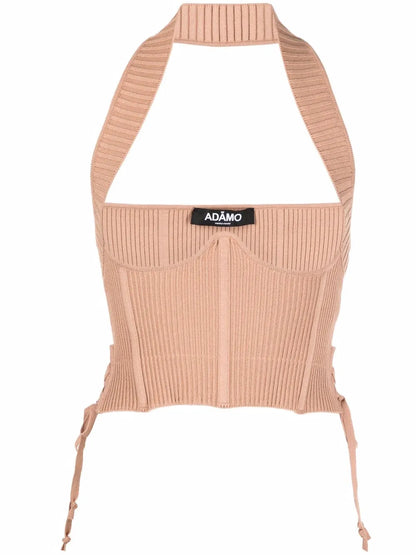 Ribbed-Knit Corset Top