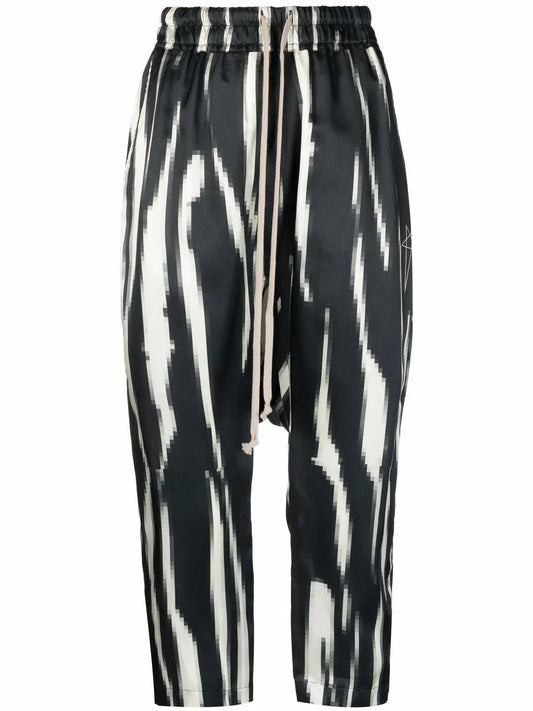 Zebra-Print Dropped Crotch Trousers