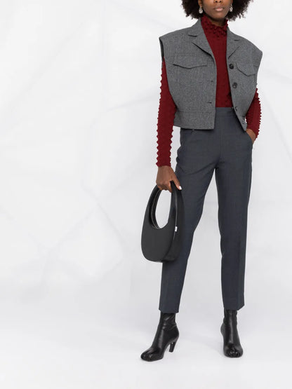 High-Waisted Slim-Fit Trousers