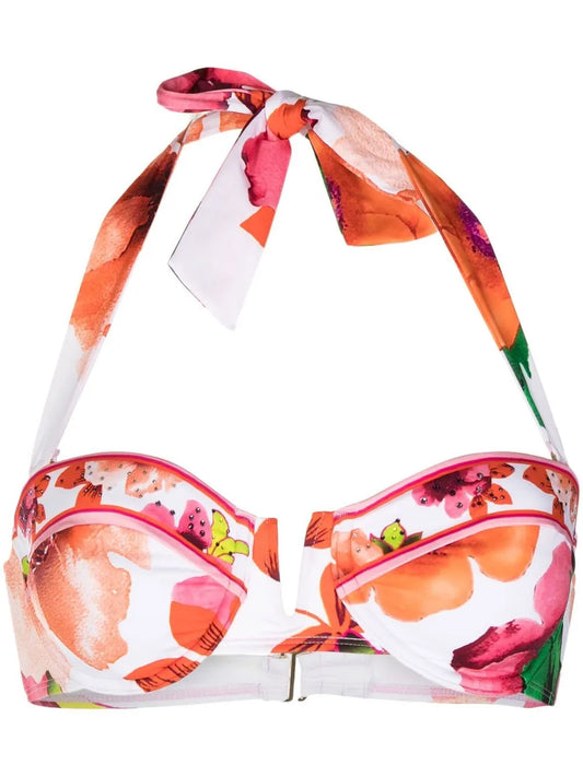 Floral-Print Bikini Top