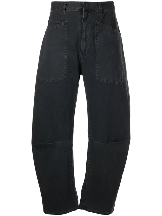 Curved-Leg Denim Jeans