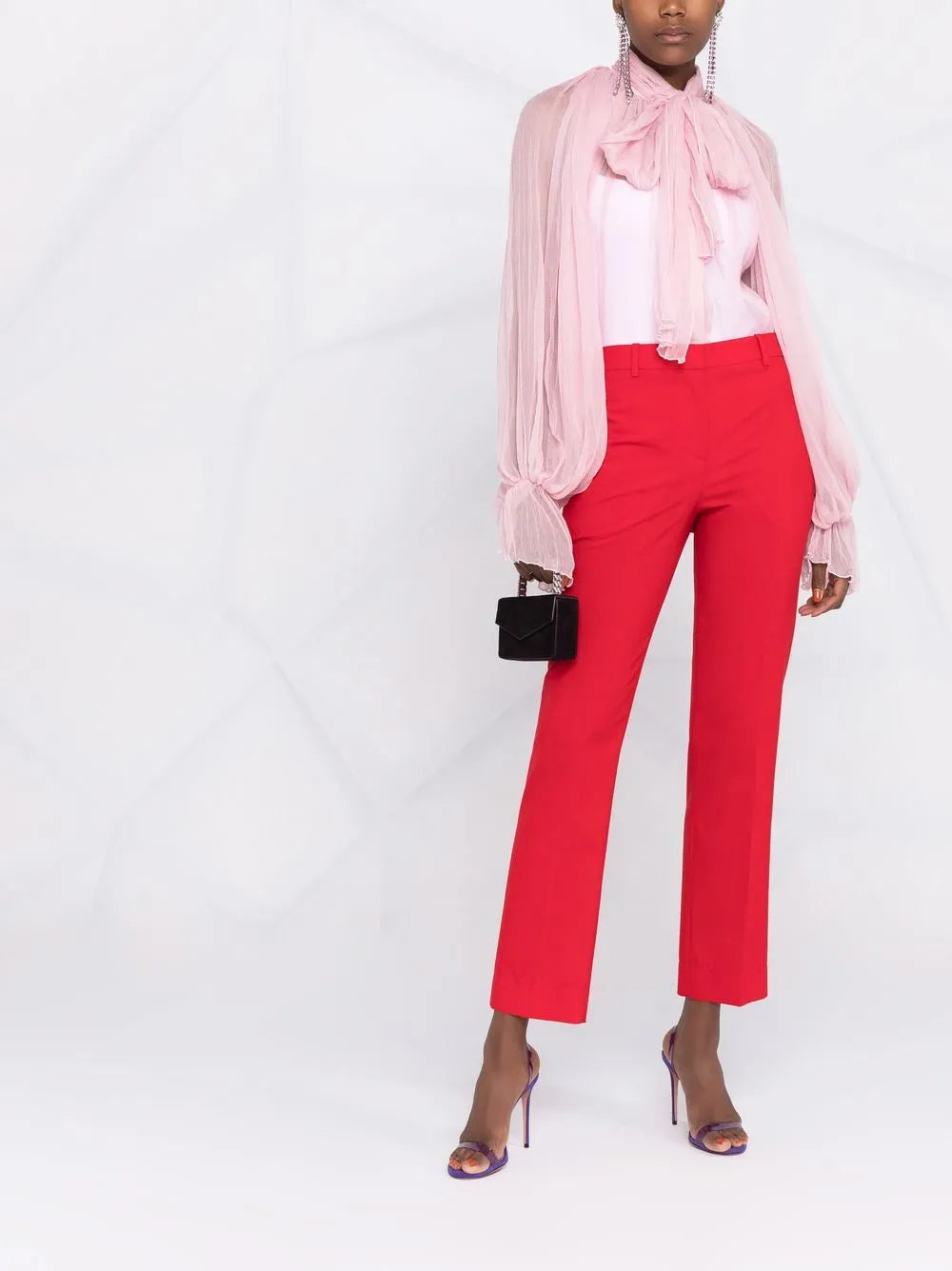 Pussy Bow-Collar Silk Blouse