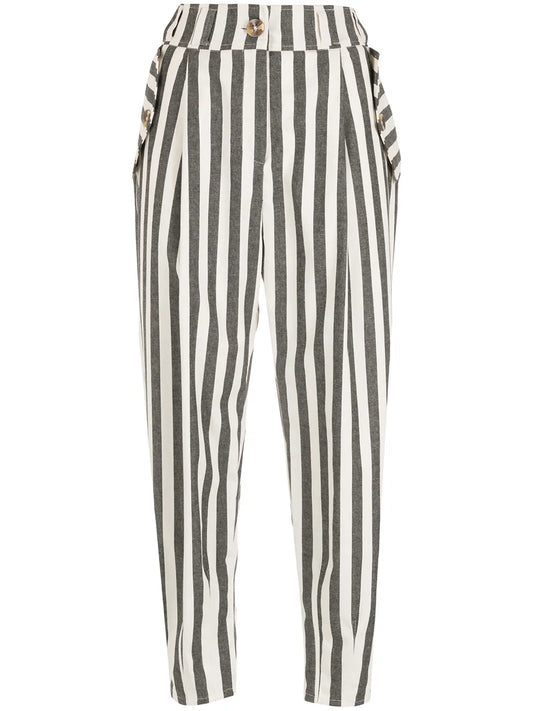 Stripe-Print Straight Trousers
