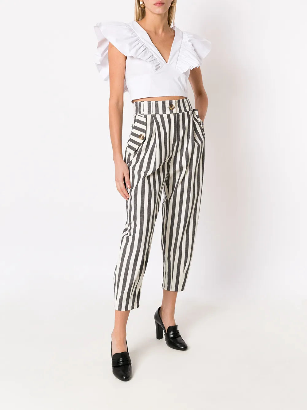 Stripe-Print Straight Trousers