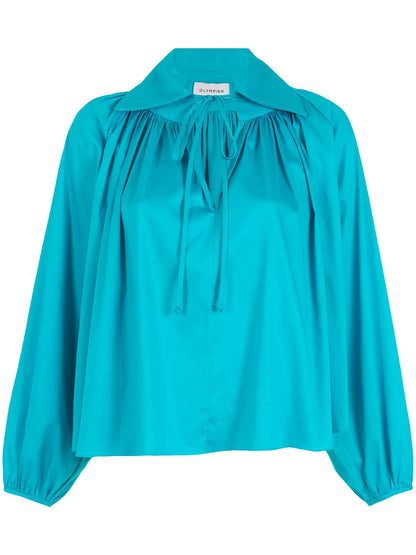 Gathered-Detail Long-Sleeved Blouse