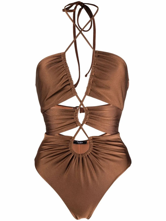 Gathered Cut-Out Swimsuit