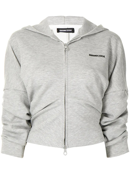 Draped-Sleeve Zipped Hoodie