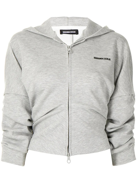 Draped-Sleeve Zipped Hoodie