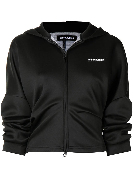 Draped-Sleeve Zipped Hoodie