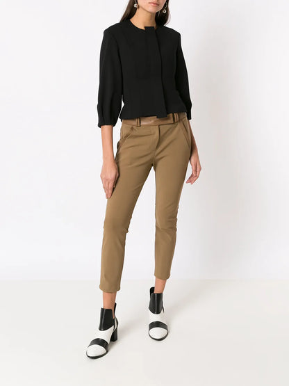 Faux-Leather Detail Skinny Trousers