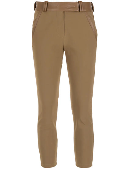 Faux-Leather Detail Skinny Trousers