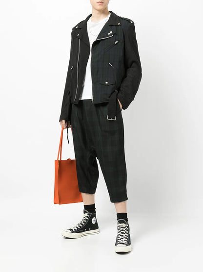 Tartan Check Pattern Biker Jacket