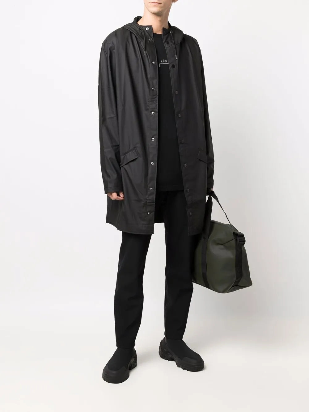 Press-Stud Hooded Raincoat