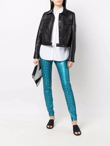 Cropped Lambskin Jacket