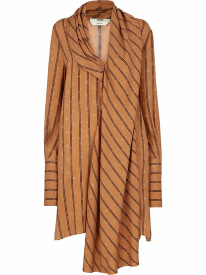 Karligraphy Striped Silk Dress