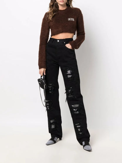Embellished-Logo Jumper