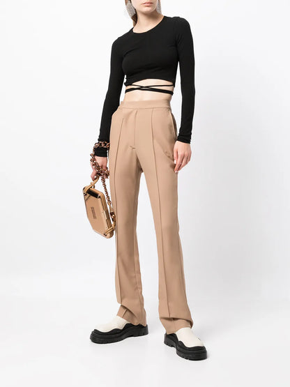 High-Waisted Flared Trousers