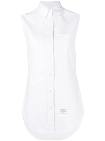 Sleeveless Pointed Collar Shirt