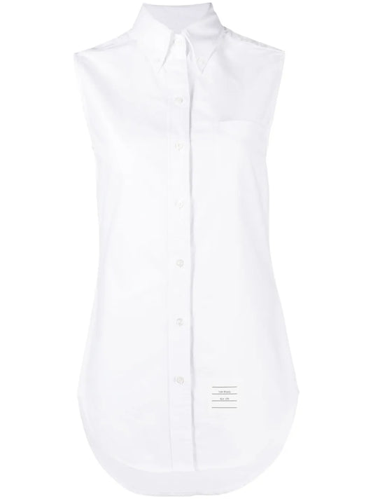 Sleeveless Pointed Collar Shirt