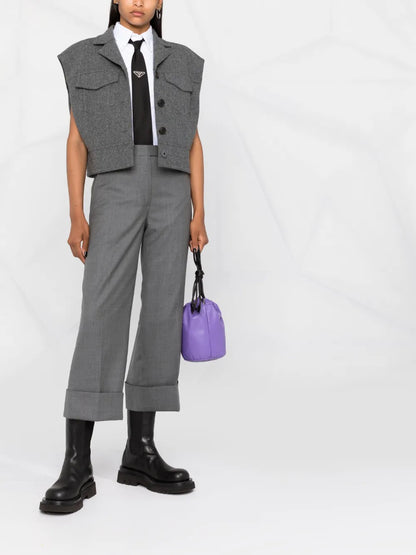 Cuffed-Hem Cropped Trousers