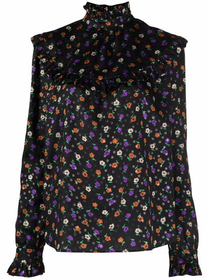 Long-Sleeve Floral-Print Blouse