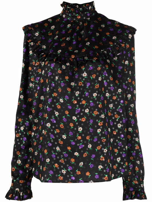 Long-Sleeve Floral-Print Blouse