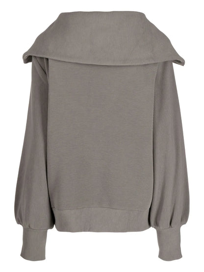 Oversize-Collar Ribbed Jumper